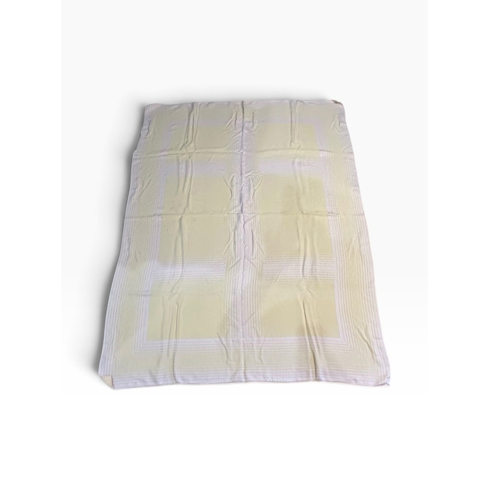 MCM Light Pink/Yellow Plaid Tablecloth 67x53 Textured Weave Cottagecore